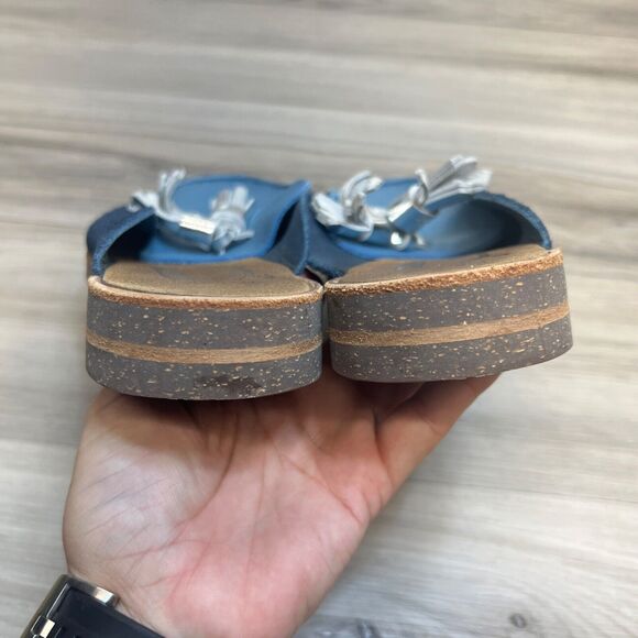 U-Dot Japanese Blue Leather Slip On Mules Size 8 Handmade Japan - Picture 4 of 10